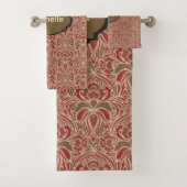 Retro Modern Floral in Red and Green Badhandtuch Set (Insitu)