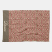 Retro Modern Floral in Rot und Grün Geschirrtuch (Horizontal)