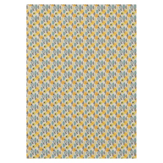 Retro Modern Floral on Gray Tischdecke (Vorderseite)