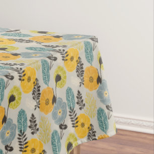 Retro Modern Floral on Gray Tischdecke