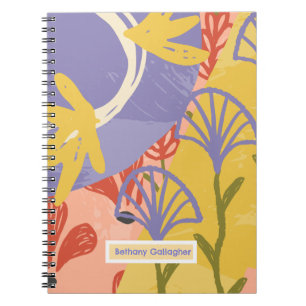 Retro Modern Floral Personalisiert Abstrakt Notizblock