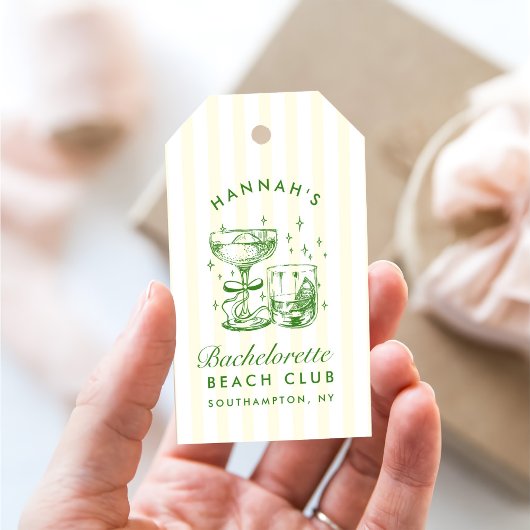 Retro-Modern Gelb & Grün Junggesellinnen-Wochenend Geschenkanhänger