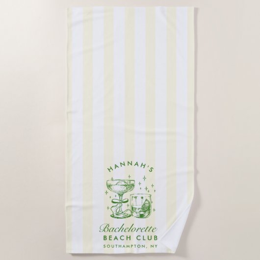 Retro-Modern Gelb & Grün Junggesellinnen-Wochenend Strandtuch (Vorderseite)