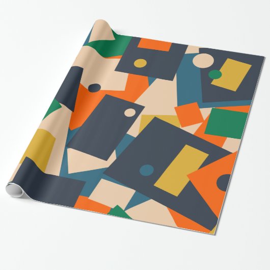 Retro Modern Geometric Dot Patchwork Abstrakt Geschenkpapier (Ungerollt)