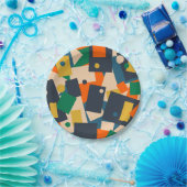 Retro Modern Geometric Dot Patchwork Abstrakt Pappteller (Party)