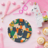 Retro Modern Geometric Dot Patchwork Abstrakt Pappteller (Party)