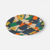 Retro Modern Geometric Dot Patchwork Abstrakt Pappteller (Schrägansicht)