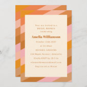 Retro Modern Geometric Pink Orange Bridal Brunch Einladung (Vorne/Hinten)