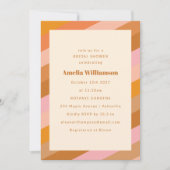 Retro Modern Geometric Pink Orange Bridal Shower Einladung (Vorderseite)