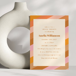 Retro Modern Geometric Pink Orange Bridal Shower Einladung
