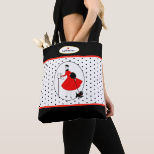 Retro-Modern Glamour-Dame mit Scottie-Hund Tasche