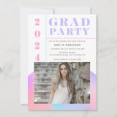 Retro Modern Gradient Foto Graduation Party Einladung (Vorderseite)