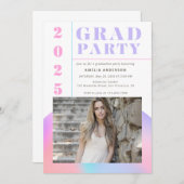 Retro Modern Gradient Foto Graduation Party Einladung (Vorne/Hinten)
