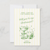Retro Modern Green Bridesmaid Proposal Card Einladung (Vorderseite)
