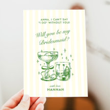 Retro Modern Green Bridesmaid Proposal Card