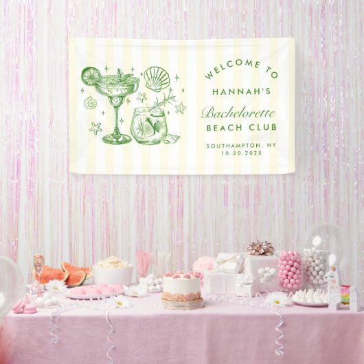 Retro Modern Green & Yellow Bachelorette Weekend Banner (Party)