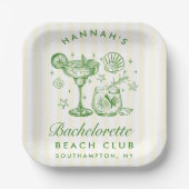 Retro Modern Green & Yellow Bachelorette Weekend Pappteller (Vorderseite)