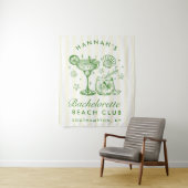 Retro Modern Green & Yellow Bachelorette Weekend Wandteppich (Beispiel)