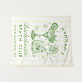 Retro Modern Green & Yellow Bachelorette Weekend Wandteppich (Vorderseite (Horizontal))