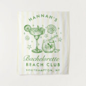 Retro Modern Green & Yellow Bachelorette Weekend Wandteppich (Vorderseite)