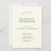 Retro Modern Green & Yellow Bachelorette Wochenend Einladung (Vorderseite)