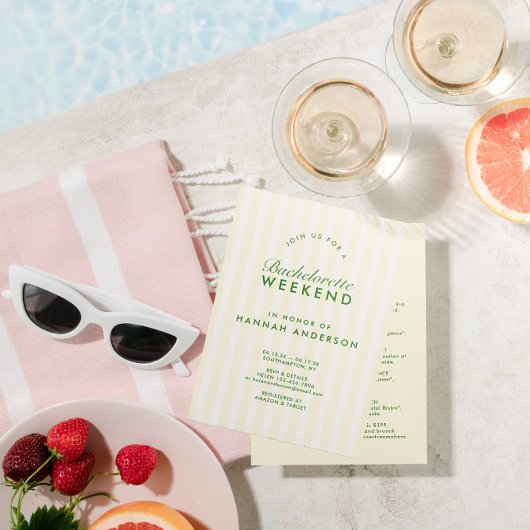 Retro Modern Green & Yellow Bachelorette Wochenend Einladung