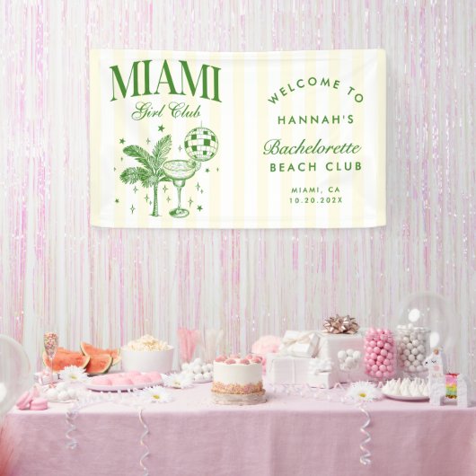Retro Modern Green & Yellow Miami Bach Party Banner (Party)