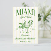 Retro Modern Green & Yellow Miami Bach Party Einladung (Stehend Vorderseite)