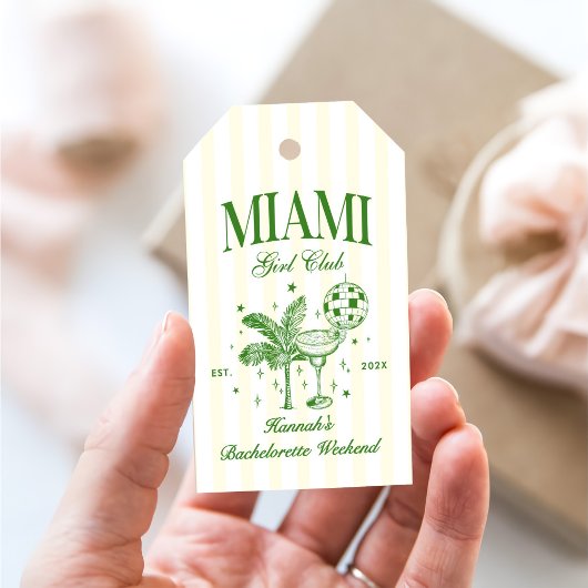 Retro Modern Green & Yellow Miami Bach Party Geschenkanhänger