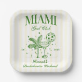 Retro Modern Green & Yellow Miami Bach Party Pappteller (Vorderseite)