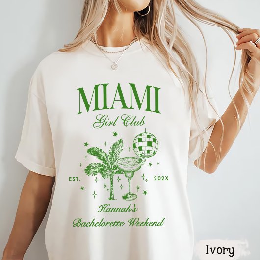 Retro Modern Green & Yellow Miami Bach Party T-Shirt