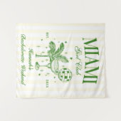 Retro Modern Green & Yellow Miami Bach Party Wandteppich (Vorderseite (Horizontal))