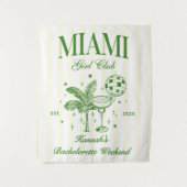 Retro Modern Green & Yellow Miami Bach Party Wandteppich (Vorderseite)