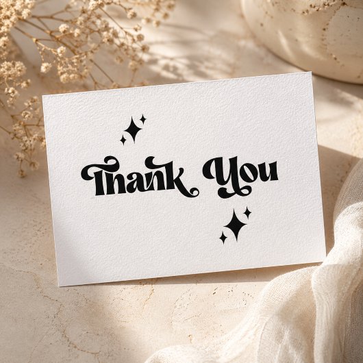Retro Modern Groovy Black Script Wedding Dankeskarte
