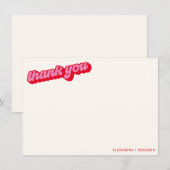 Retro Modern Groovy Bold Pink Red Custom Dankeskarte (Vorne/Hinten)
