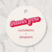 Retro Modern Groovy Bold Pink Red Custom Geschenkanhänger (Rückseite)