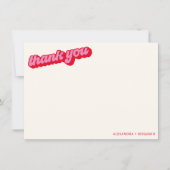 Retro Modern Groovy Fett Rosa Rot Benutzerdefinier Dankeskarte (Vorderseite)