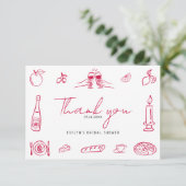 Retro Modern Hand Drawn Quirky Bridal Shower Dankeskarte (Stehend Vorderseite)