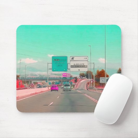 Retro Modern Highway Mouse Pad & Desk Mat Mousepad (Mit Mouse)