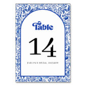 Retro Modern Italian Bridal Shower Tischnummer (Vorderseite)