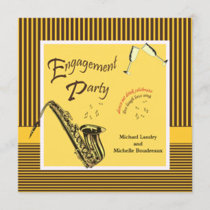 Retro Modern Jazz Engagement Party Einladung