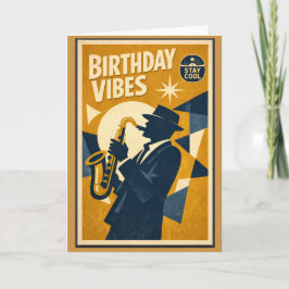 Retro Modern Jazz Saxophone Birthday Card for men Karte