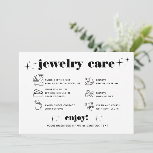 Retro Modern Juwelenpflege Danke Firmenlogo Einladung (Stehend Vorderseite)