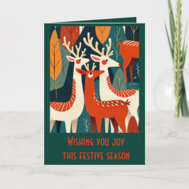 Retro Modern Kitschy Christmas Reindeer Karte