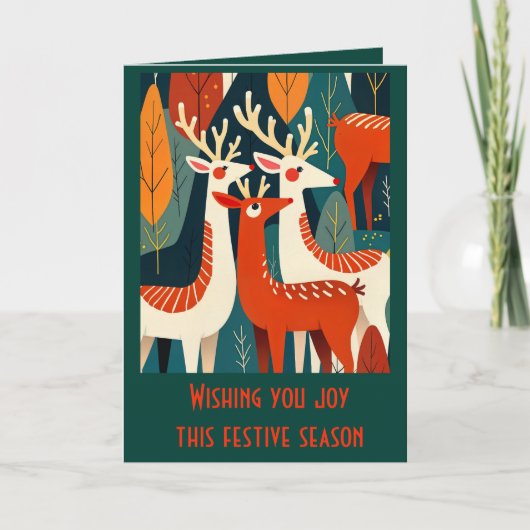 Retro Modern Kitschy Christmas Reindeer Karte (Vorderseite)