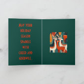 Retro Modern Kitschy Christmas Reindeer Karte (Innenseite)