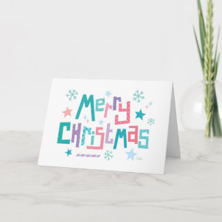 Retro modern merry christmas snowy text card feiertagskarte