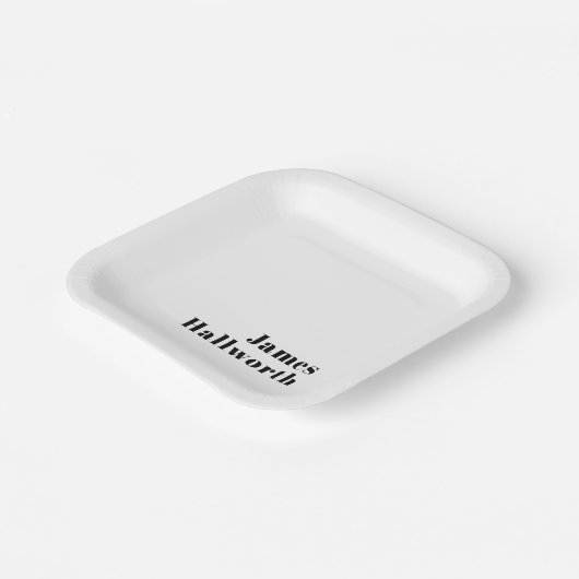 Retro Modern Minimal Name oder Geschäftsvorlage Pappteller (Gewinkelt)