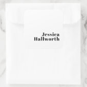 Retro Modern Minimal Name oder Geschäftsvorlage Quadratischer Aufkleber (Tasche)