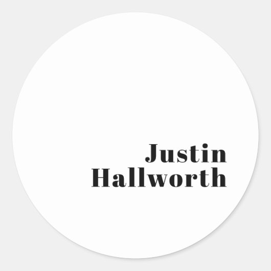 Retro Modern Minimal Name oder Geschäftsvorlage Runder Aufkleber (Vorderseite)